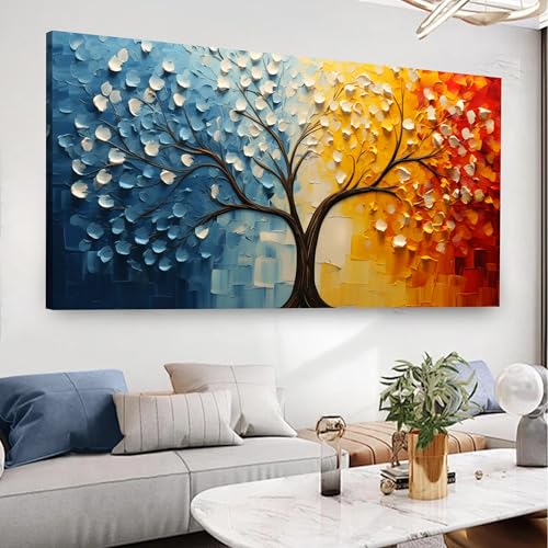 SSNEEKNDG Tree of Life Wall Art for Living Room Blue