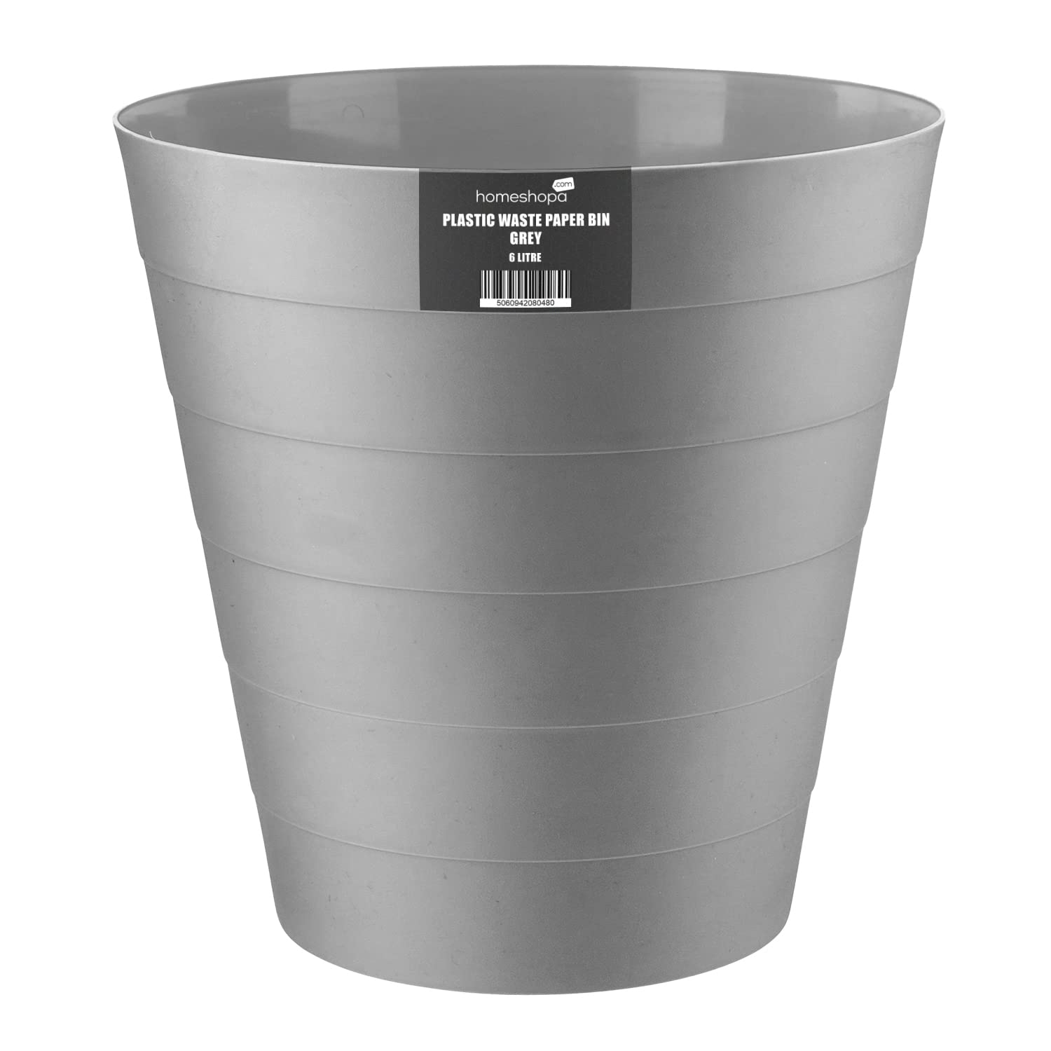 HOMESHOPA Plastic Waste Paper Bin Grey, 6L Round Waste Basket Trash Can, Lightweight Rubbish Bin for Kitchen, Bedroom, Bathroom, Open-Top Design, Ourdoor Gargabe Container Dustbin — image 1