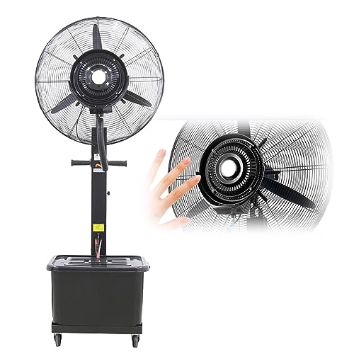 Outdoor Misting Fan Oscillating Pedestal Fan Cooling Fan Misting with 4 Wheels Misting Fans Standalone 11 Gallon Water Tank 110V industrial spray fan, 22in/26in/30in Floor Fan ( Size : 650mm/26in )