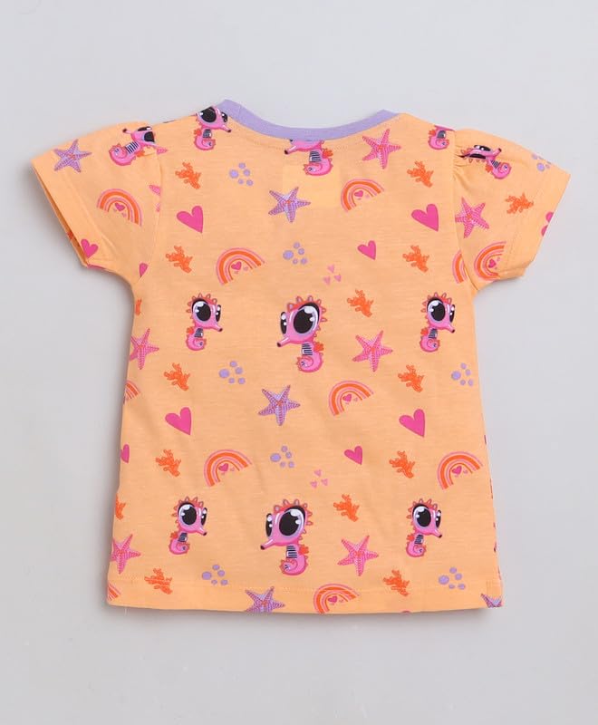 Image of BUMZEE Orange & Purple Girls Cap Sleeves Top & Short Set