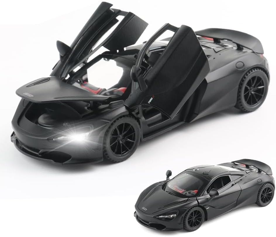 Image of 1:24 Mclaren 720 Diecast Metal Pull Back Car with 6 Openable Doors with Sound and Light Toy Decoration car Best Gift Toys for Kids 【Colors as Per Stock】