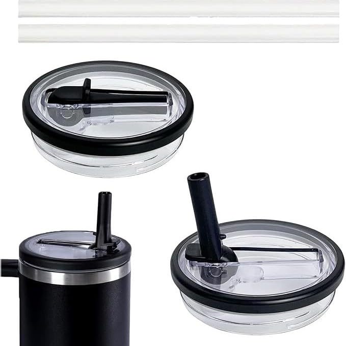 2pcs Leak Proof Lid for Stanley Cup — 40oz Replacement,No-Spill Cup Lids for Stanley Quencher,Reusable Tumbler Cover Sets with 2 Straws