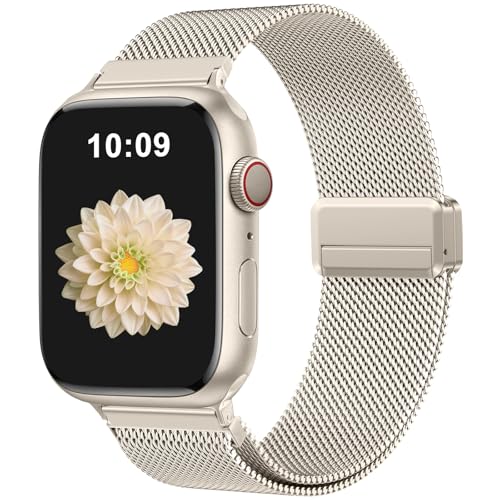 Zedoli Magnetic Metal Band Milanese Loop Compatible with Apple Watch Bands 40mm 41mm 38mm 42mm 44mm 45mm 46mm 49mm Women Men,Stainless Steel Strap for iWatch Band Series SE 11 10 9 8 7 6 5 4 3 2 Ultra by Zedoli - Used condition - US$13.74