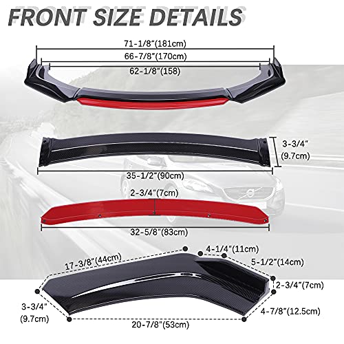 image for DREAMOTOR Universal Car 4 Pieces Kit Front Bumper Lip Spoiler Splitter