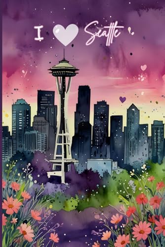 I Love Seattle Travel Journal – Purple Trip Notebook | Souvenir Gift for Girls, Teens, Women & Seattle Washington Lovers | 120 Wide-Ruled Pages – Paperback