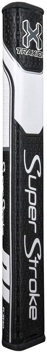 SuperStroke Traxion Flatso Golf Putter Grip, Black/White (Flatso™ 2.0) | Advanced Surface Texture that Improves Feedback and Tack | Minimize Grip Pressure with a Unique Parallel Design | Tech-Port