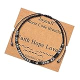 JoycuFF Bracelets for Women Men Coworker Leaving Gifts Fashion Best Friend BFF Friendship Silk Wrap Bracelet Funny Gag Birthday Long Distance Christmas Morse Code Bracelets Faith Hope Love
