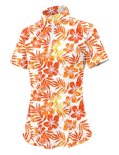 Image of LOMON Womens Golf Polo Shirts Summer Short Sleeve 1 /4 Zip Tops Moisture Wicking Casual Tennis Activewear with Pockets