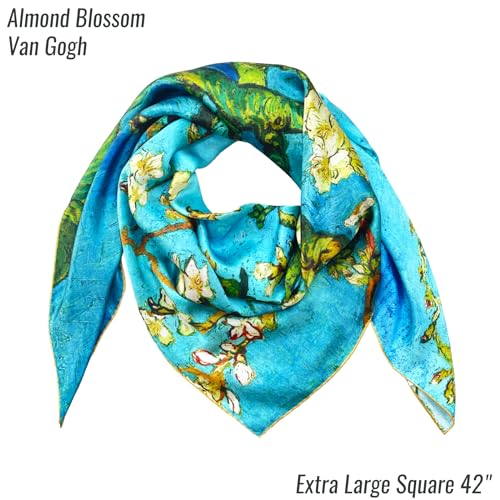 100% Mulberry Silk Scarf Women's Fashion Scarves Square and Long Bandana Shawls and Wraps Artist Collection Gift2