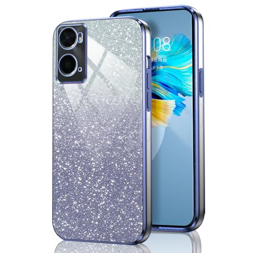 GOGME Glitter Funda para OPPO A36 / A76 / Realme 9i, Marco Galvanizado TPU Anti-arañazos Brillantina/Transparente Protectora Carcasa. Azul