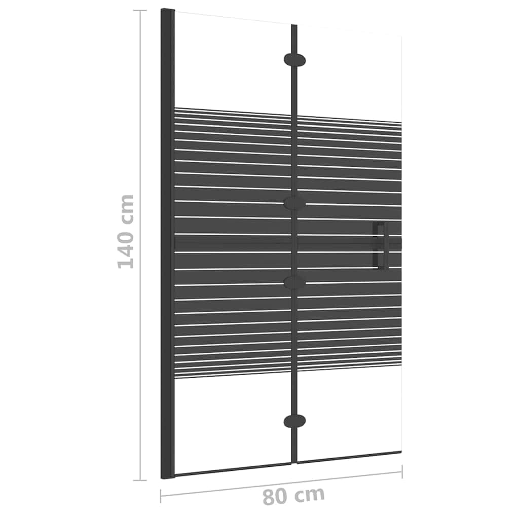 Składana kabina prysznicowa ESG 80 x 140 cm, czarna, z aluminiową ramą, ścianką prysznicową, drzwiami wahadłowymi, uchwytem, łącznie z uszczelką i rolką ułatwiającą montaż i czyszczenie