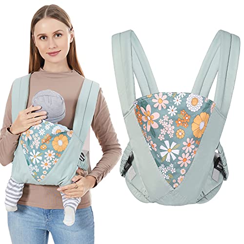 IULONEE Baby Carrier Wrap,Baby Holder Straps Hands Free Ergonomic Baby Wrap Carriers Toddler Carrier Portable Convertible Front and Back Backpack Carry for Newborn Infant 8-44 Pounds (Green)