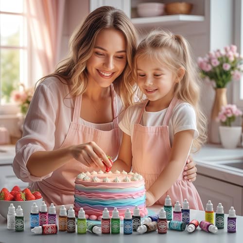 Image of Food Coloring for Baking - Cherrysea 26x10ml Vibrant Cake Coloring Liquid Set for Dessert Decorating Food Dye for Icing,Fondant,Cookies,Easter Egg,Making DIY Supplies Kit- 0.35 Fl. oz /Bottles