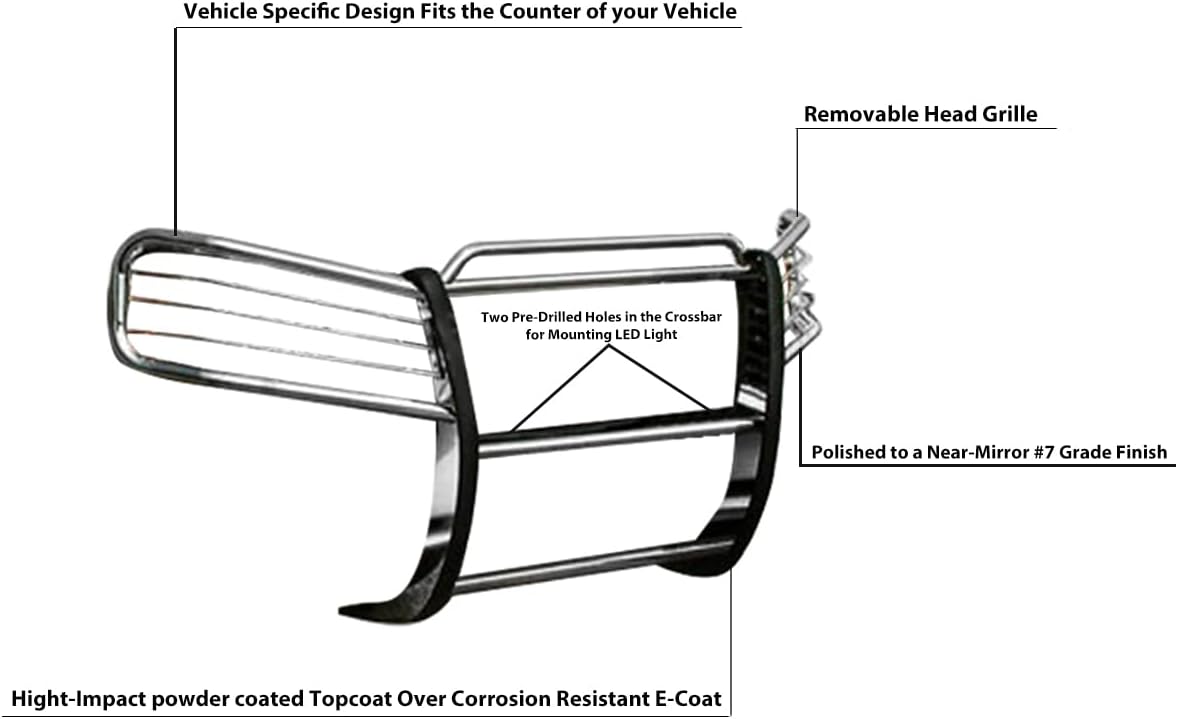 Black Horse Grille brush Bumper Guard Modular Stainless Steel Compatible with 2002-2009 GMC Envoy-17GD26MSS