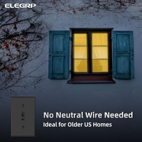 Image of ELEGRP Digital Toggle Dimmer Switch for Dimmable LED, CFL and Incandescent Light Bulbs, Single Pole or 3-Way Toggle LED Dimmer Light Switch, Wall Plate Included, UL Listed, 10 Pack, Black