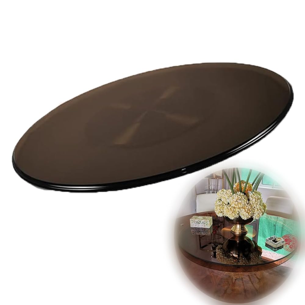 Générique Plateau tournant de Table trempé 80 cm/31, Verre Lazy Susan Anti-Inclinaison 80 cm/31, Plateau Rotatif Rond avec Base en Alliage d'aluminium 90 cm/35, Assiette de Service épaisse 1