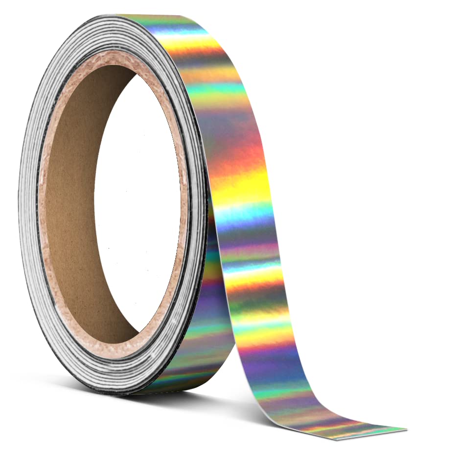 VViViD Silver Holographic Lazer Chrome Air-Release Adhesive Vinyl Tape Roll (½ Inch x 20ft)