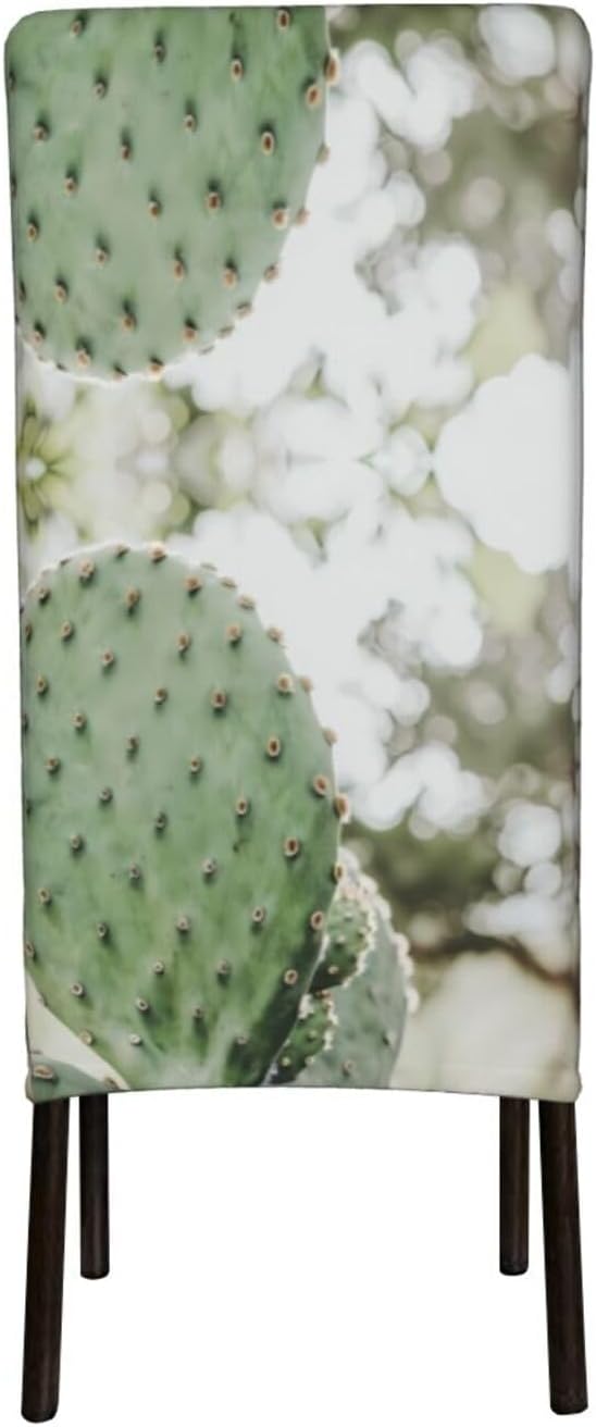Green Cactus Prints Protection Cover for Dining Chair - Stretchable Chair Throw Covers for Dining Room, Hotel Event Party