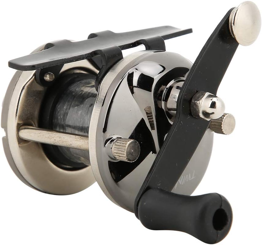 Ice Fishing Reel, Portable Winter Small Plate Wheel Lateral Reel With Line Tackle Gear Ratio for Crapie Fishing (Black) - Includes Maintenance Tools