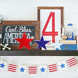 Red white and blue star wood sign decorations 4th of july memorial day patriotic party supplies table ideas  urban country home decor