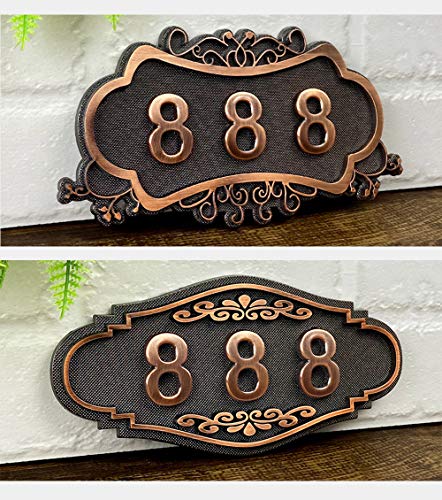 3D Vintage Address Plaque Decorative Garden Number Wall Plaque Rustic Metal Antique Copper Personalized House Sign for House, Apartment, Public Facilitiesy, Office (Middle Ages) - Thumbnail 6