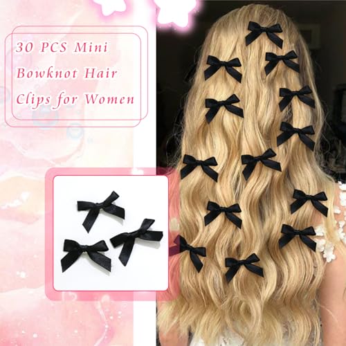 30 piezas pinzas para el cabello lazo satinado rosa miniatura 5
