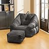 Bean bag chair togo chair sofa bean bag chair with filler bean bag sofa with tufted soft stuffed filling fluffy lazy sofa comfy cozy beanbag chairs with memory foam for bedroom living room black  urban country home decor