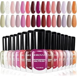 Morovan Rose Nail Polish Set: Fall Burgundy Dark Wine Cherry Red Hot Pink Fingernail Polish Kit Air Quick Dry Regular Finger Nail Polish Pack for Women Gift Holiday