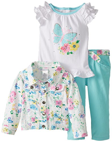 Young Hearts Little Girls' 3 Piece French Terry Jacket Set