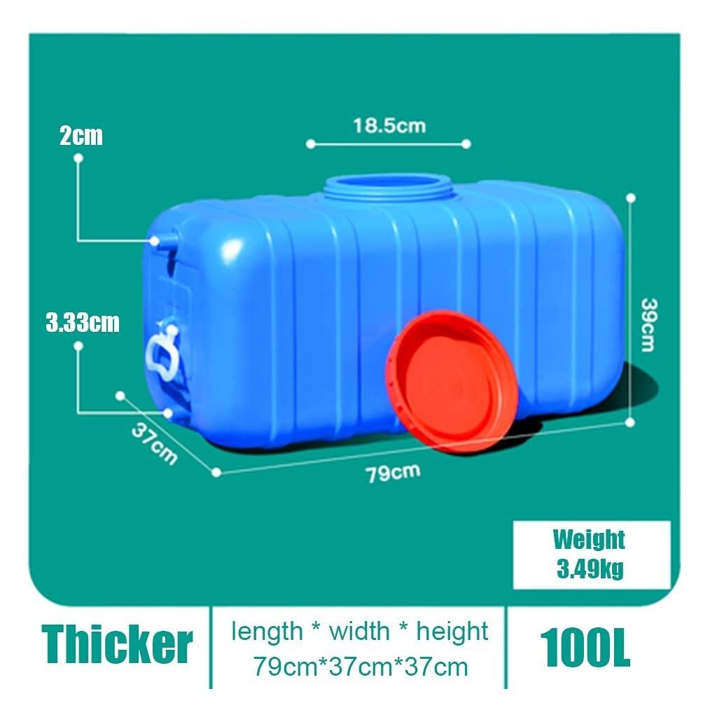 Cubo de plástico Cuadrado para Camping de 45L/75L/100L, contenedor de Agua para Coche, Color Azul, Apto para Uso alimentario, con Tapa y asa, Barril de Agua Multifuncional.