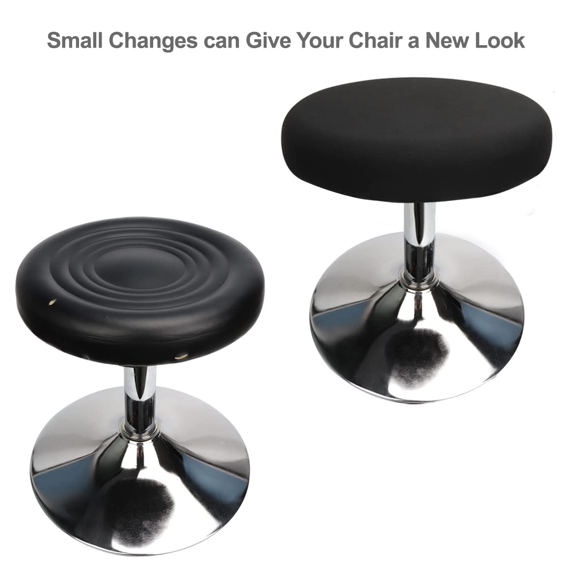 Copri Sgabello Rotondo Tessuto di Lusso Diametro 30-40cm, Elastico Antirughe Lavabile e Antipolvere (4 Pezzi Nero)
