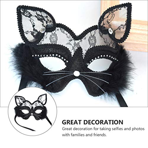EXCEART 1Pcs Mulheres Máscara Extravagante Preta Sexy Máscara Veneziana Máscara de Olho de Gato para