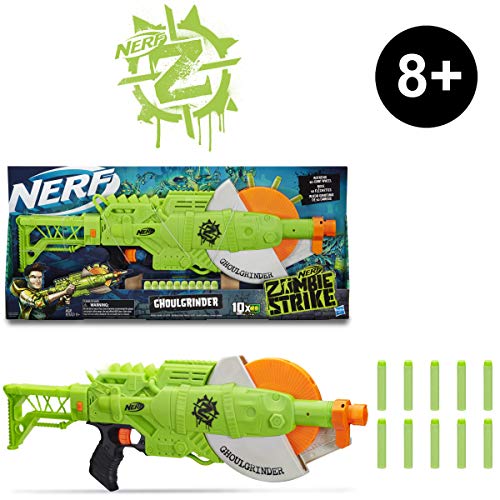 Nerf Zombie Strike Ghoulgrinder Blaster - Rotating 10-Dart Wheel, 10 Official Zombie Strike Elite Darts - For Kids, Teens, Adults #TOP5
