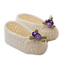 LOVE CROCHET ART Unisex-Child Simple And Sweet Cream Crochet Baby Booties For 0-6 Months Baby gallery image