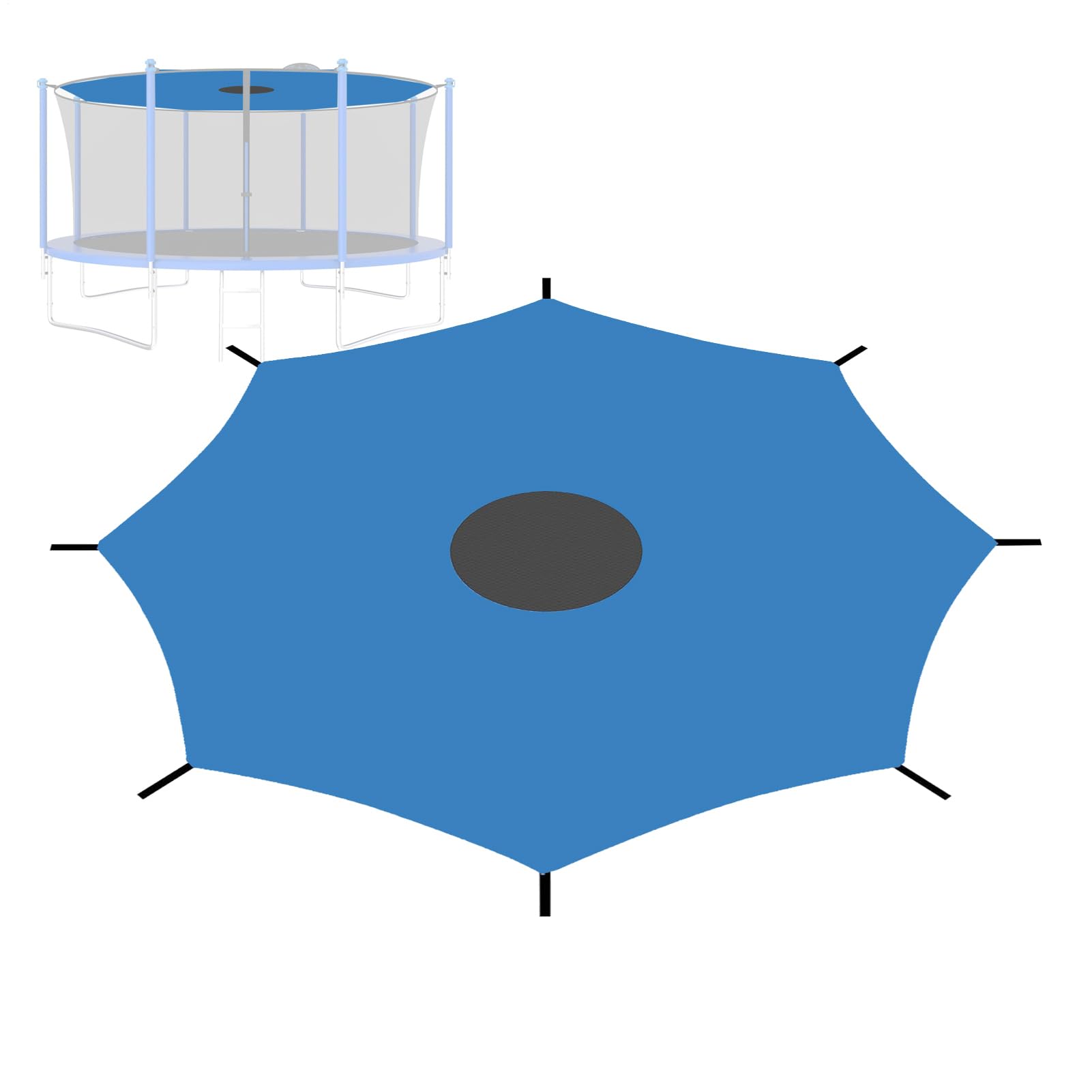 Uv Protection Waterproof Trampoline Top Cover, 8ft 10ft 12ft 14ft 16ft Trampoline Sun Shade Canopy, Rain Dust Protective UV Resistant Guard For Outdoor Backyard Playground (for 6/8/12-Pole)