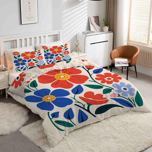 Housse de couette 200x200 fleurs fermeture éclair lit sans plis - 2