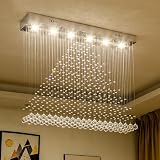 Contemporary Modern Crystal Chandelier Flush Mount Chandelier Rain Drop Lighting Led Ceiling Bathroom Fixtures Pendant Lamp for Living Dining Room Foyer Bedroom Hallway L32 X W8 X H26
