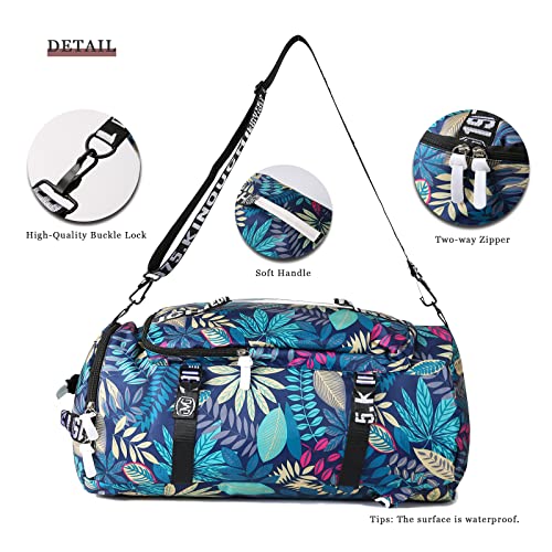 DEARART Leaves Fashion Backpack for Women, Four Ways Waterproof Shoulder Bags, Suit Travel Sport Beach Laptop College, Floral Leaves Blue2