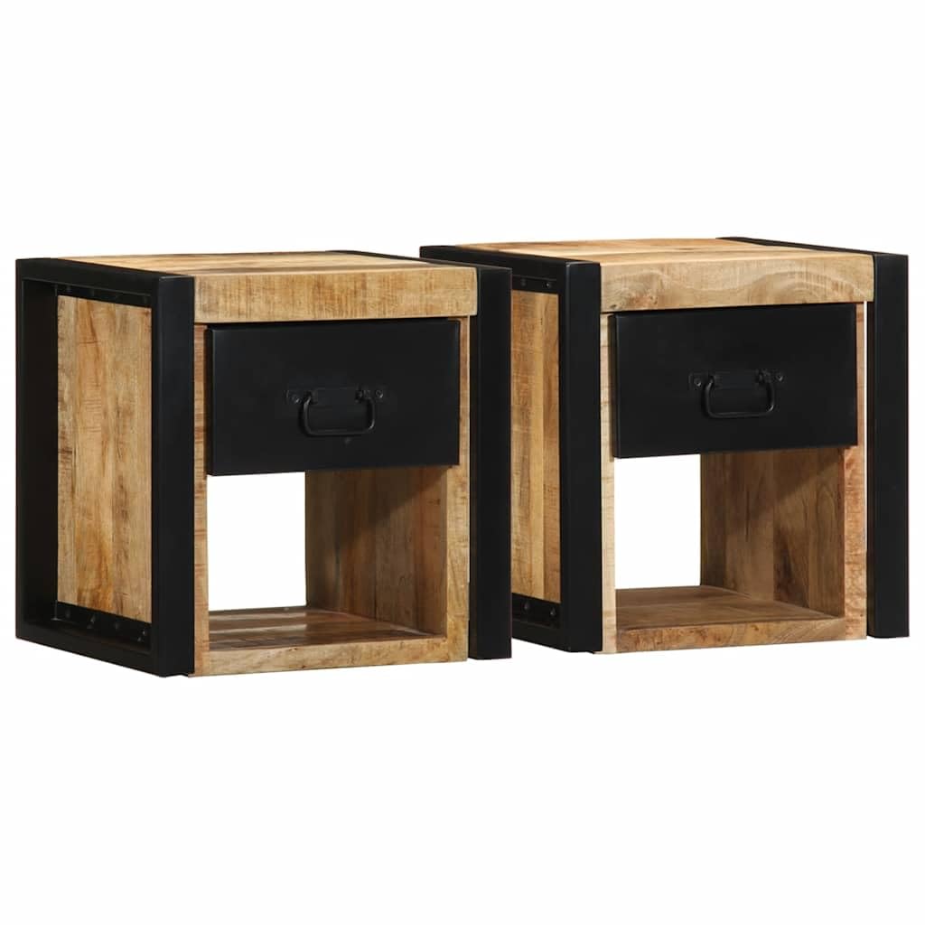 Tables de chevet manguier rugueux 40x35x40cm lot de 2 commodes de nuit en bois massif de chambre