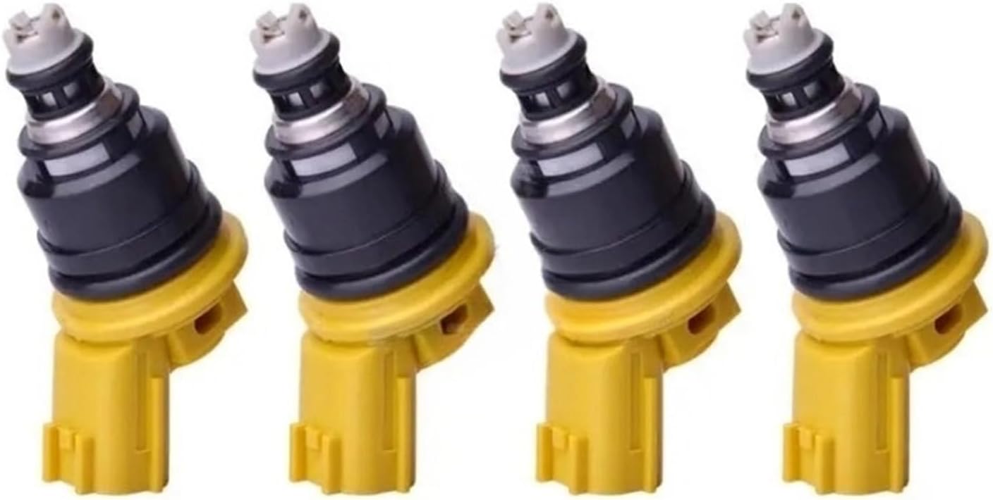 4 PCS Flow Matched 555cc Compatible With Nismo Side Feed Fuel Injector 16600-RR543 For 300ZX Z32 RB25DET VG30DETT SR20DET KA24 Yellow Direct Replacement Fuel Injection Valve Kit