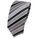Produktbild TigerTie - schmale Designer Krawatte in anthrazit schwarz grau silber gestreift