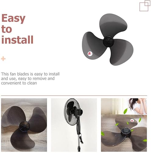 Miniatura 9 de Angoily Cuchillas de ventilador de repuesto de plástico con cubierta de tuerca de 16 pulgadas, 3 hojas, aspas de ventilador de mesa para ventilador