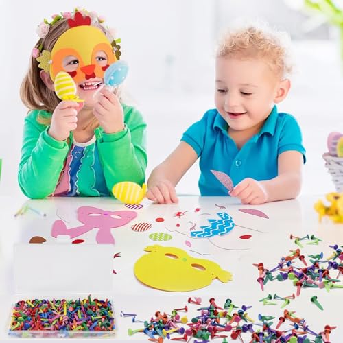 400 Stück Musterbeutelklammern Musterklammern Rundkopfklammern Mini Brads Musterklammern Rundkopf Briefklammern Metall (Bunte)