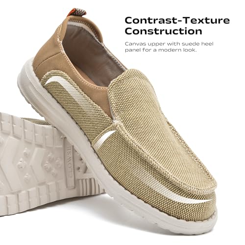 Image of Men's Canvas Loafers, Slip On Casual Shoes | Hands Free, Lightweight, Comfortable, Breathable Upper, Walking Shoes, Stretch, Travel, Vacation, Everyday Wear