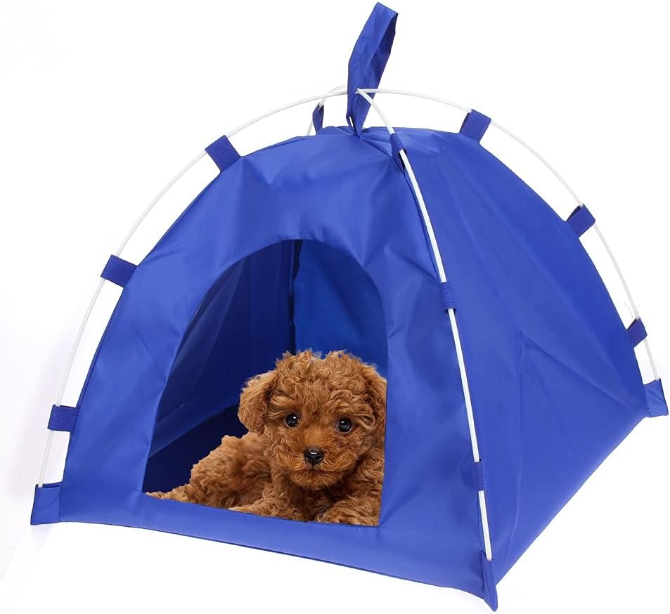 Oxford Pets House Dog Cat Playing Bed Small Dog Puppy Portable Folding Kennel Outdoor Indoor Tent Cat Dog Accessories Pet Supplies (Color : Pink Size : 40 x 40 x 37 cm) (Blue 40 x 40 x 37 cm)