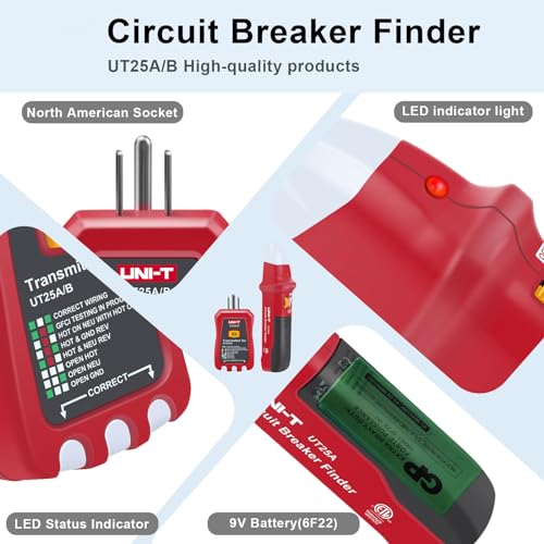Uni-T Ac Circuit Breaker Finder And Tracer Tool Kit With Electrical Integrated Gfci Outlet Tester thumb #5