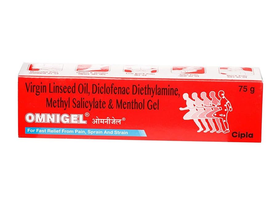 Cipla Omnigel Pain Relief Gel | Quick Relief for Muscle Pain, Sprains and Strains (75 gm Gel)