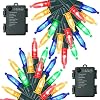 WATERGLIDE 2 Pack 50 LED Outdoor Christmas Lights, 16FT Battery Operated Mini String Lights with 8 Modes & Timer, Xmas…