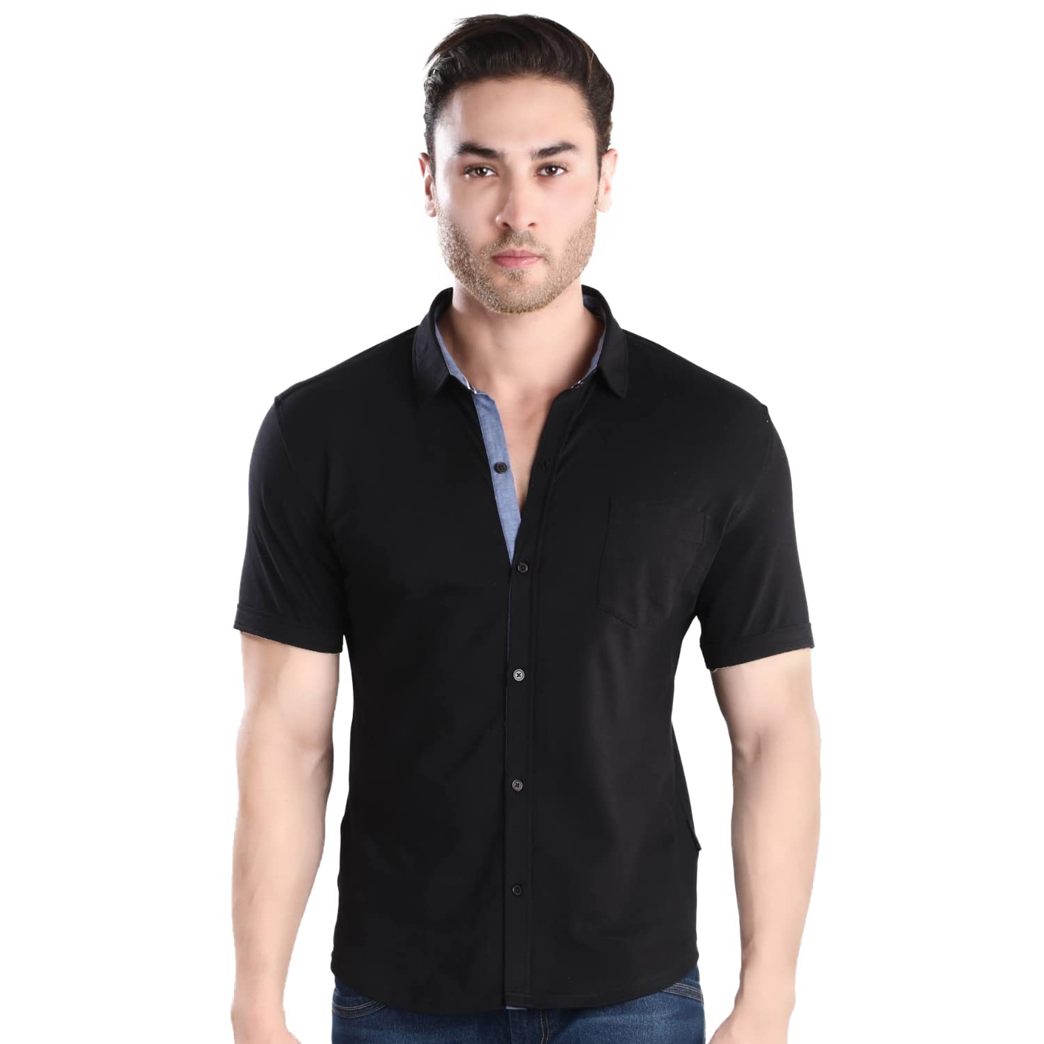 Dream of Glory Inc. Men's Regular Fit Shirt (mDOGI-701_Shirt_Black_M)