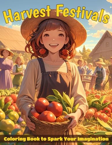 Harvest Festivals Coloring Book: Delve into Crop Traditions Coloring Pages with Festive Fall Markets and Bountiful Treasures Scenes for Teens to Enjoy